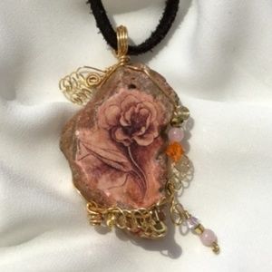 Boho style Leonardo DaVinci art pendant marble